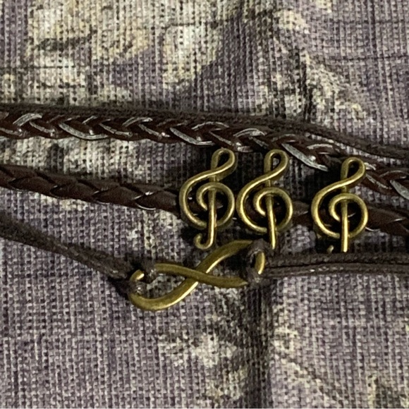 Brand New Faux Leather Band Musical Instrument Wrap Bracelet - Picture 5 of 10